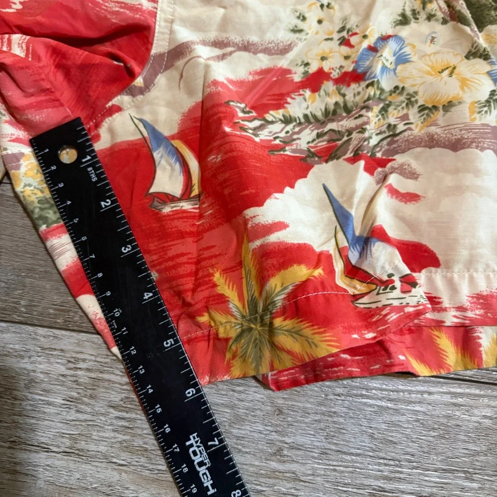 Lands'‎ End Swim Trunks Mens XL Red Tropical Palm Tree Floral Hawaiian Print